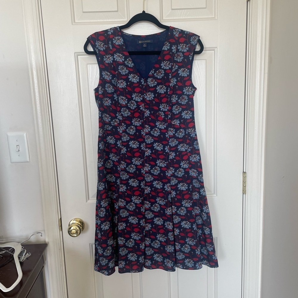 Brooks Brother blue & red floral sleeveless pleated dress | 6